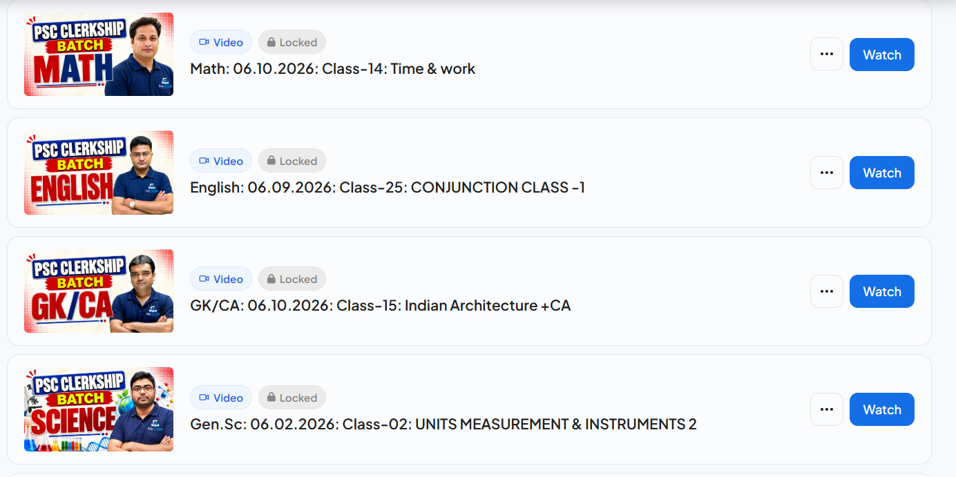 Actual WBPSC Clerkship live classes on 6 October